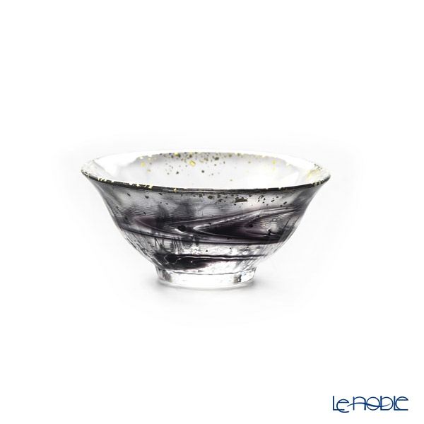 津軽びいどろ 金彩盃 爽華（さやか） 星夜（ほしよ） 木箱入 ブラック F-71851