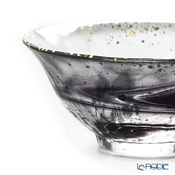 津軽びいどろ 金彩盃 爽華（さやか） 星夜（ほしよ） 木箱入 ブラック F-71851