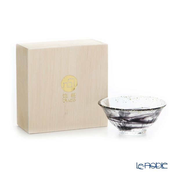 津軽びいどろ 金彩盃 爽華（さやか） 星夜（ほしよ） 木箱入 ブラック F-71851