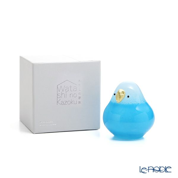 石塚硝子 わたしの家族 オブジェ セキセイ 丸 あお F-71974