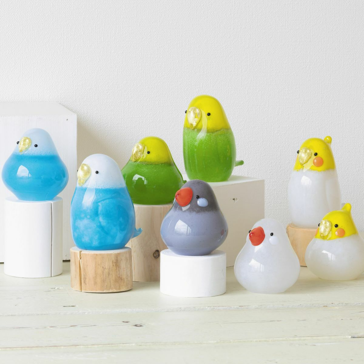 石塚硝子 わたしの家族 オブジェ セキセイ 丸 あお F-71974