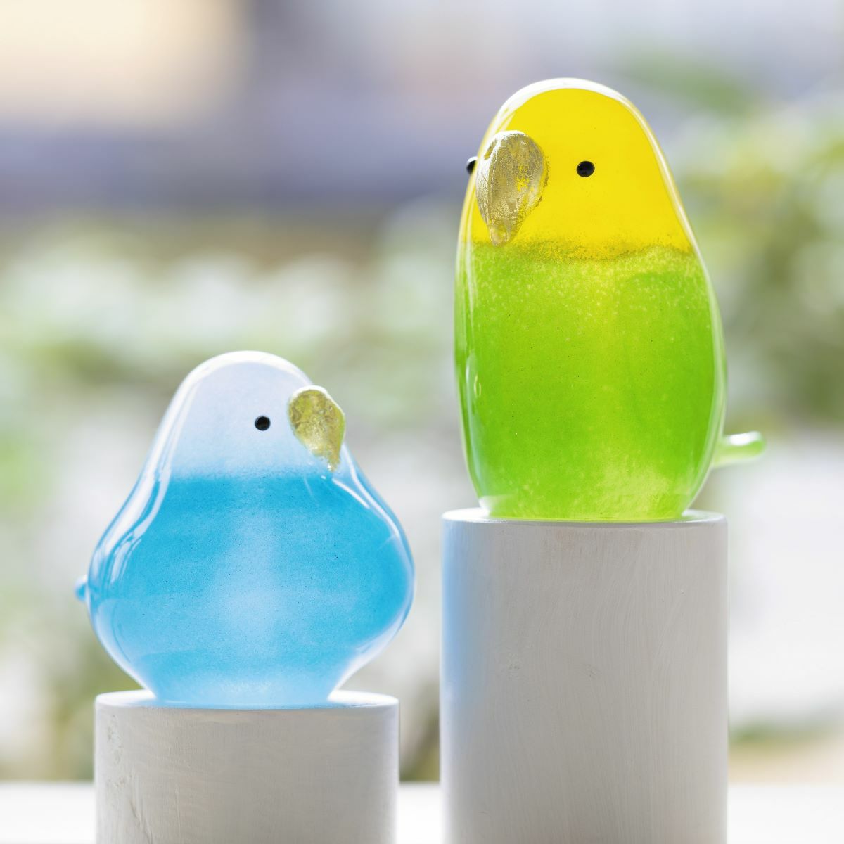 石塚硝子 わたしの家族 オブジェ セキセイ 丸 あお F-71974