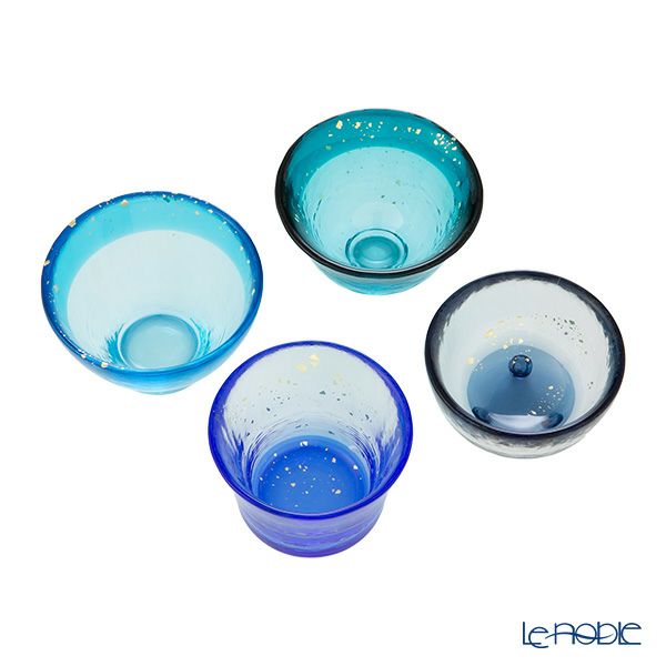 津軽びいどろ あおもりの海 盃（酒器）セット FS-75508 4点揃え