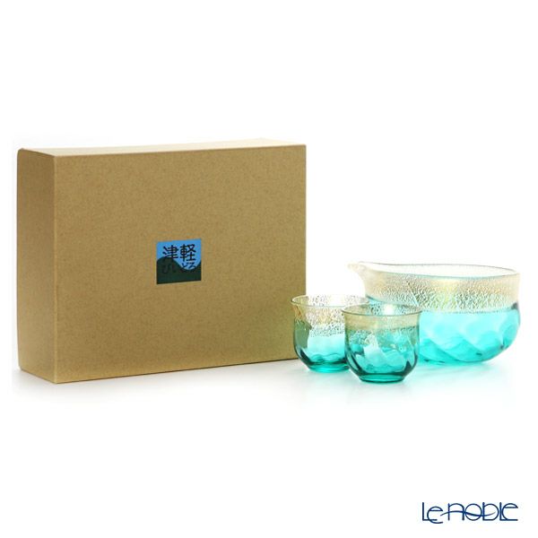 津軽びいどろ 酒器セット トルコ 酒つぎ×1＋ぐい呑み×2 FS-75549