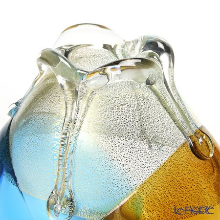 津軽びいどろ 秋村実工房 F-79448 花器（フラワーベース）小 金彩秋風 15cm