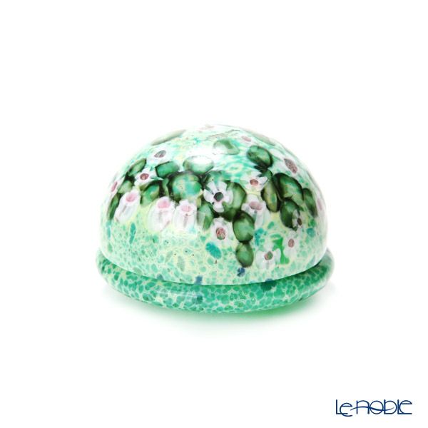 【1点限り】津軽びいどろ 大川薫工房 香合 グリーン OK18-3052