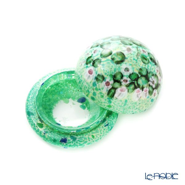 【1点限り】津軽びいどろ 大川薫工房 香合 グリーン OK18-3052