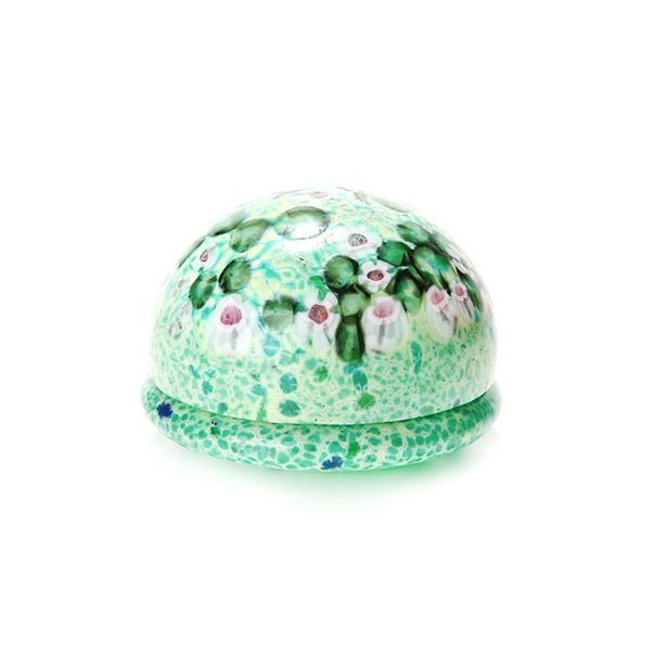 【1点限り】津軽びいどろ 大川薫工房 香合 グリーン OK18-3052