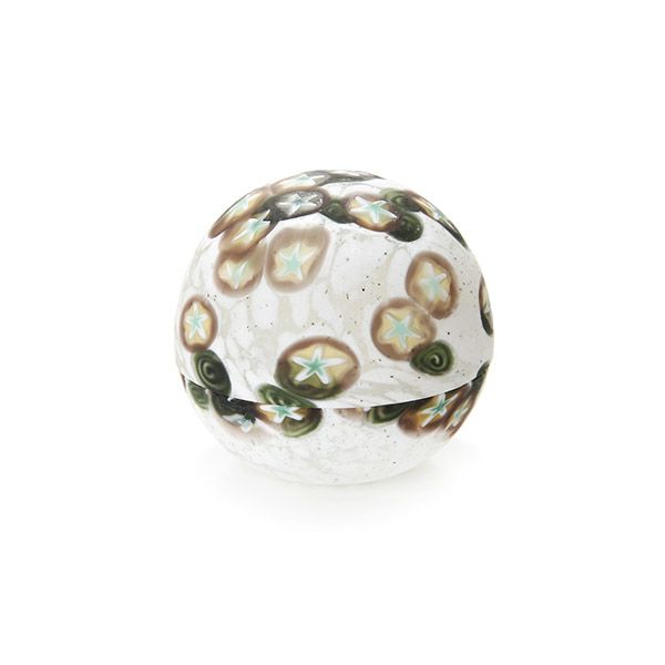 【1点限り】津軽びいどろ 大川薫工房 香合 ブラック／ホワイト OK16-3073