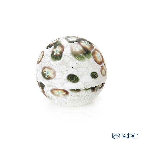 【1点限り】津軽びいどろ 大川薫工房 香合 ブラック／ホワイト OK16-3073