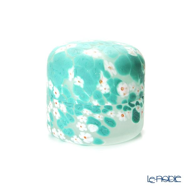 【1点限り】津軽びいどろ 大川薫工房 壺物 グリーン／ホワイト OK17-5041