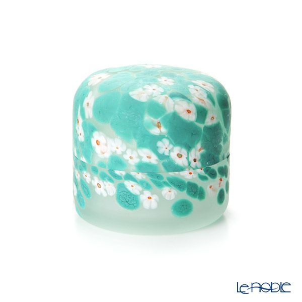 【1点限り】津軽びいどろ 大川薫工房 壺物 グリーン／ホワイト OK17-5041