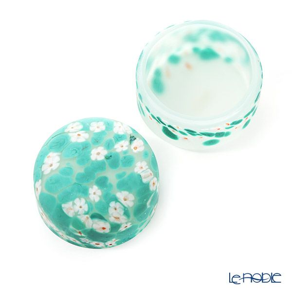 【1点限り】津軽びいどろ 大川薫工房 壺物 グリーン／ホワイト OK17-5041