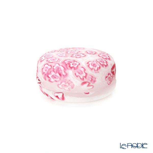 【1点限り】津軽びいどろ 大川薫工房 香合 ピンク／ホワイト OK16-3067