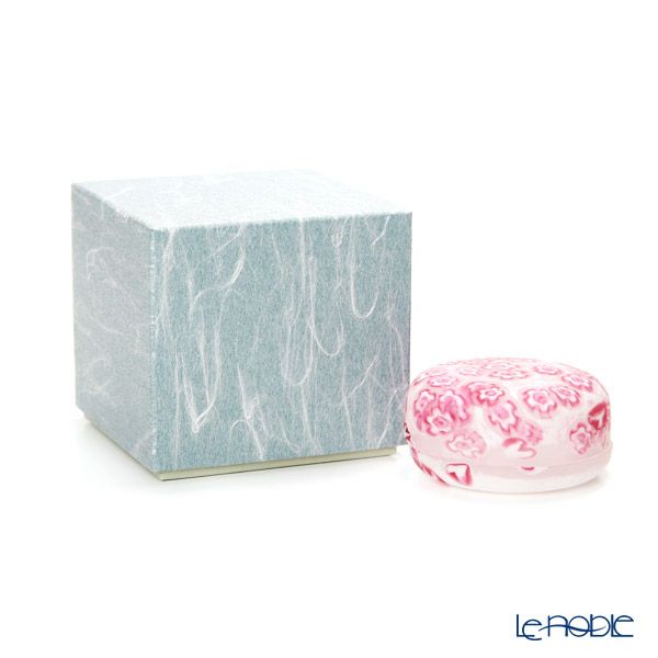 【1点限り】津軽びいどろ 大川薫工房 香合 ピンク／ホワイト OK16-3067