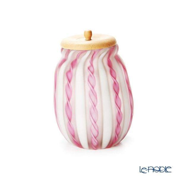 【1点限り】津軽びいどろ 大川薫工房 茶入 ピンク／ホワイト OK19-3054