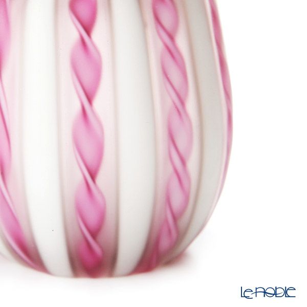 【1点限り】津軽びいどろ 大川薫工房 茶入 ピンク／ホワイト OK19-3054