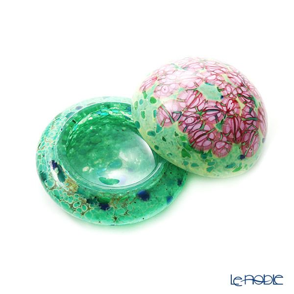 【1点限り】津軽びいどろ 大川薫工房 香合 グリーン／ピンク OK18-3054