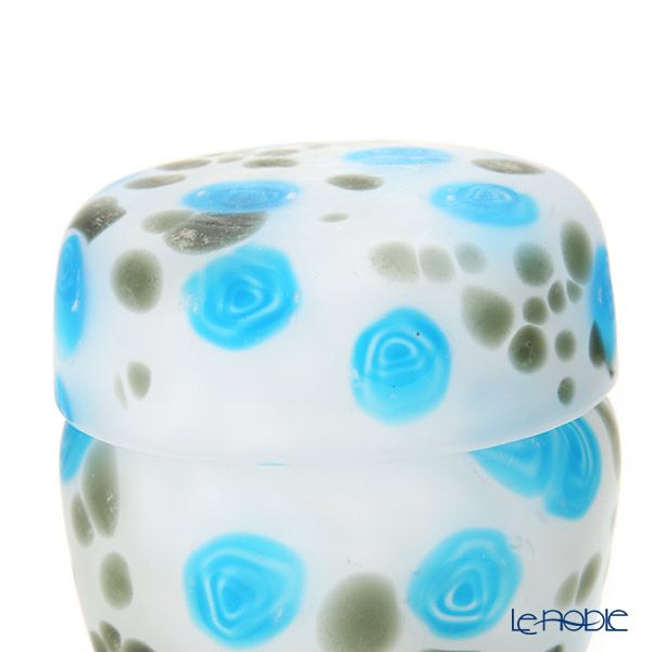 【1点限り】津軽びいどろ 大川薫工房 棗（ナツメ） ブルー／ホワイト OK19-3035