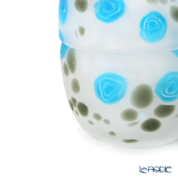 【1点限り】津軽びいどろ 大川薫工房 棗（ナツメ） ブルー／ホワイト OK19-3035