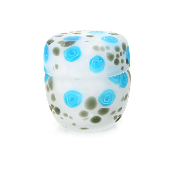 【1点限り】津軽びいどろ 大川薫工房 棗（ナツメ） ブルー／ホワイト OK19-3035