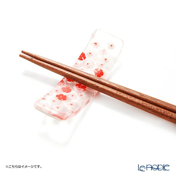 津軽びいどろ 大川薫工房 箸置き レッド／ホワイト OK23-5009