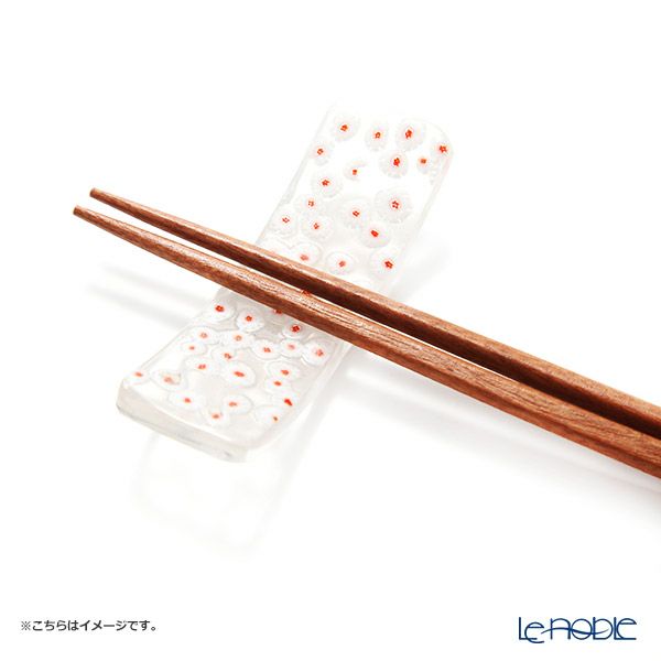 津軽びいどろ 大川薫工房 箸置き ホワイト／レッド OK23-5007