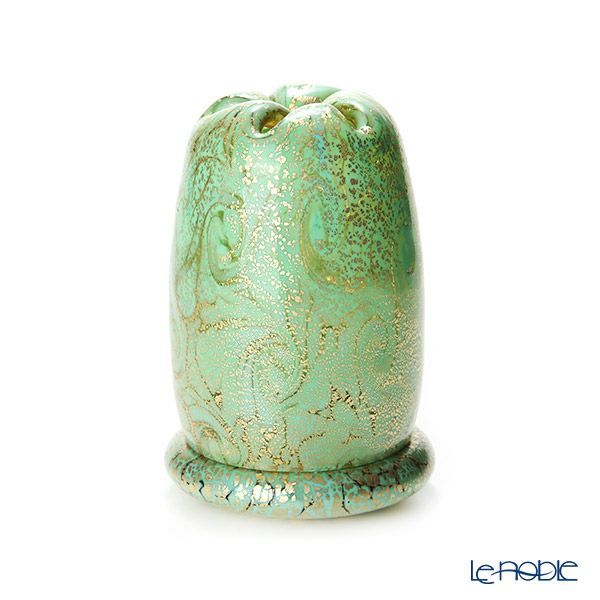 【1点限り】津軽びいどろ 大川薫工房 香炉 グリーン／ゴールド OK18-3103