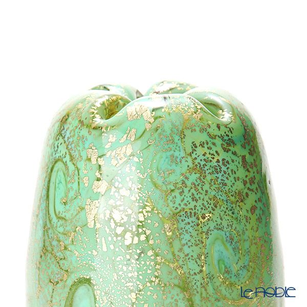 【1点限り】津軽びいどろ 大川薫工房 香炉 グリーン／ゴールド OK18-3103