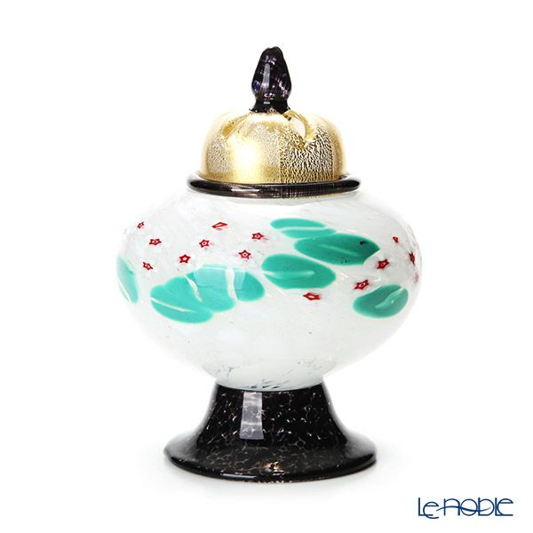 【1点限り】津軽びいどろ 大川薫工房 香炉 ホワイト／グリーン OK21-3026