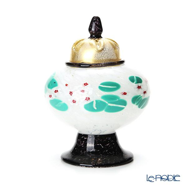 【1点限り】津軽びいどろ 大川薫工房 香炉 ホワイト／グリーン OK21-3026