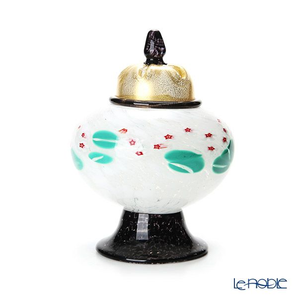 【1点限り】津軽びいどろ 大川薫工房 香炉 ホワイト／グリーン OK21-3026