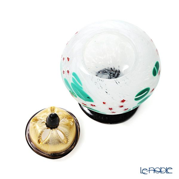 【1点限り】津軽びいどろ 大川薫工房 香炉 ホワイト／グリーン OK21-3026