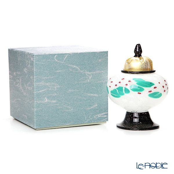 【1点限り】津軽びいどろ 大川薫工房 香炉 ホワイト／グリーン OK21-3026