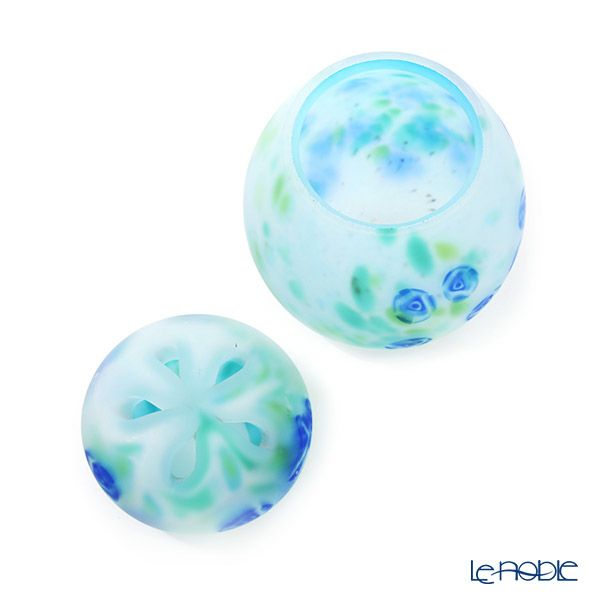 【1点限り】津軽びいどろ 大川薫工房 香炉 ブルー／グリーン OK17-3019