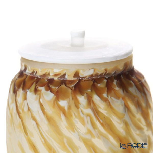 【1点限り】津軽びいどろ 大川薫工房 茶入 ブラウン／ホワイト OK16-3037