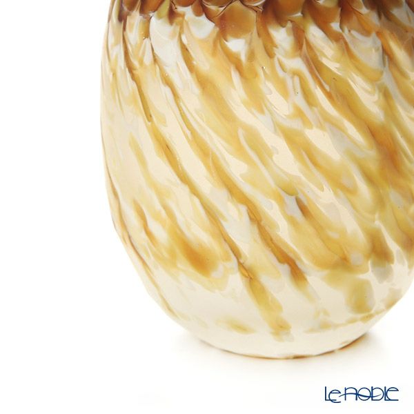 【1点限り】津軽びいどろ 大川薫工房 茶入 ブラウン／ホワイト OK16-3037