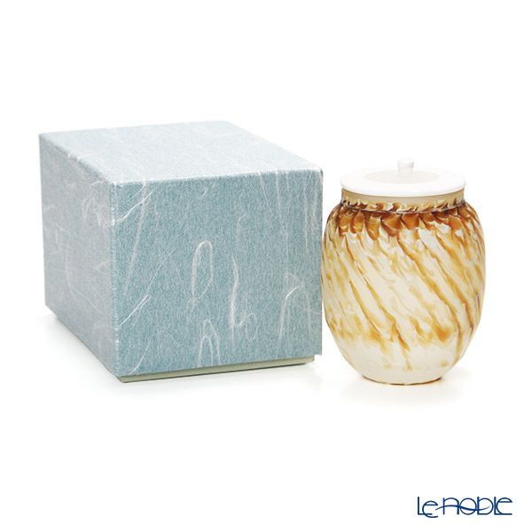 【1点限り】津軽びいどろ 大川薫工房 茶入 ブラウン／ホワイト OK16-3037