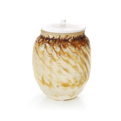 1点限り】津軽びいどろ 大川薫工房 壺物 グリーン／ホワイト OK17-5041