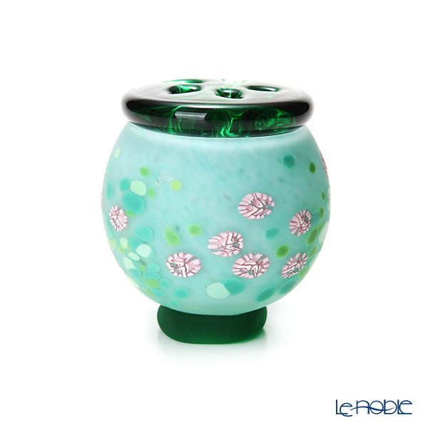 【1点限り】津軽びいどろ 大川薫工房 香炉 グリーン／ピンク OK17-3029