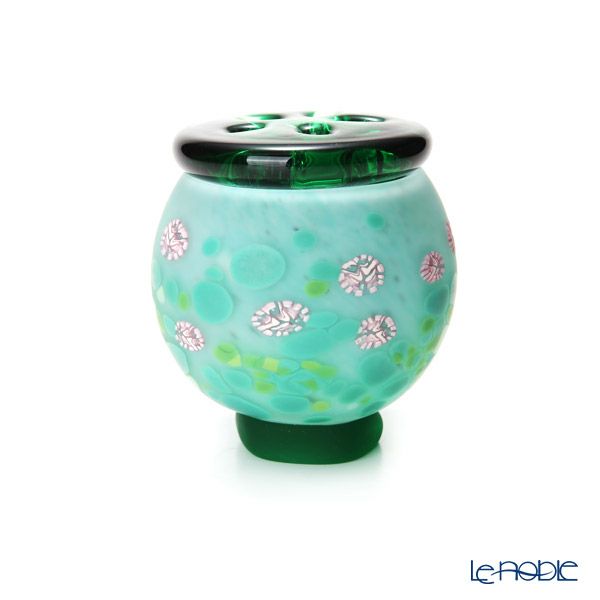 【1点限り】津軽びいどろ 大川薫工房 香炉 グリーン／ピンク OK17-3029