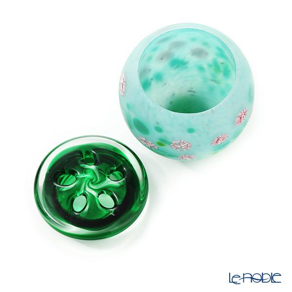 【1点限り】津軽びいどろ 大川薫工房 香炉 グリーン／ピンク OK17-3029