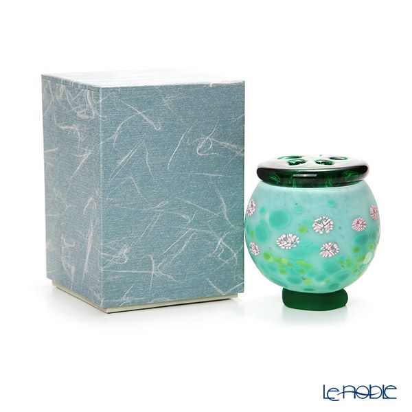 【1点限り】津軽びいどろ 大川薫工房 香炉 グリーン／ピンク OK17-3029