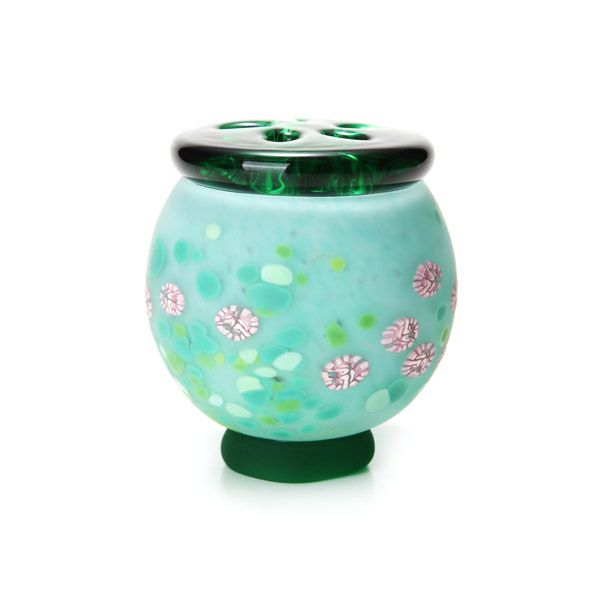 【1点限り】津軽びいどろ 大川薫工房 香炉 グリーン／ピンク OK17-3029