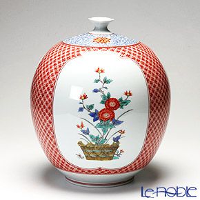 【伝統工芸】古琳庵窯 錦地紋 三方割花瓶