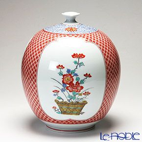 【伝統工芸】古琳庵窯 錦地紋 三方割花瓶