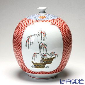 【伝統工芸】古琳庵窯 錦地紋 三方割花瓶