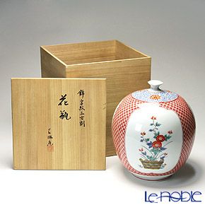 【伝統工芸】古琳庵窯 錦地紋 三方割花瓶