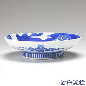 【伝統工芸】古琳庵窯 染付松絵 鍋島木杯九寸鉢