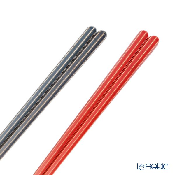 若狭塗 Haze ヘイズ 若狭塗箸と美濃焼箸置き ペア セット NV×RD ネイビー×レッド